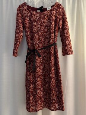 Mama Licious Burgundy Floral Lace Shift Maternity Dress - XS